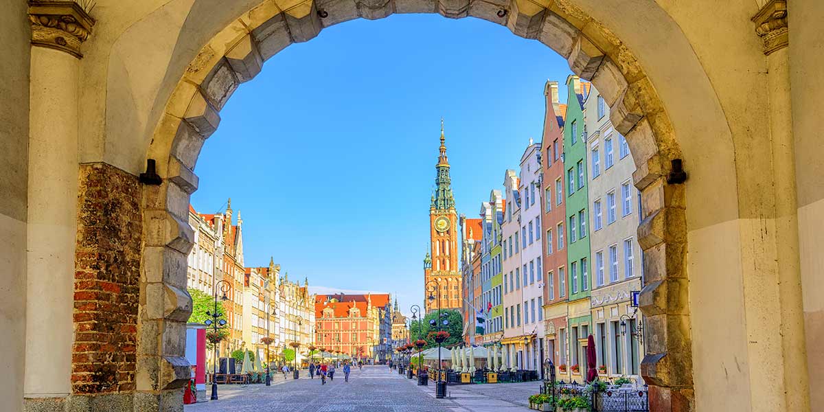 Arch view in Gdansk city Poland